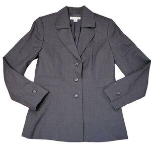 Pendleton Women's Virgin Wool Blazer Jacket Size 8 Dark Gray 3 Buttons CAREER